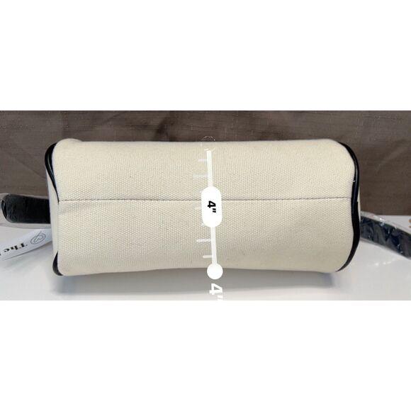NWT The Drop Canvas Mini Barrel Bag in Linen with Black Trim - Picture 10 of 11